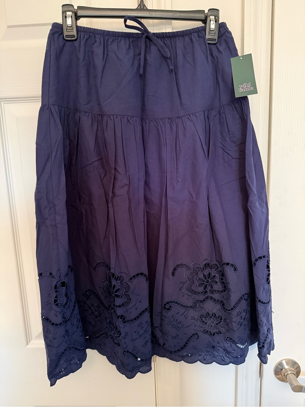 wild fable Navy Eyelet Tiered A-Line Skirt